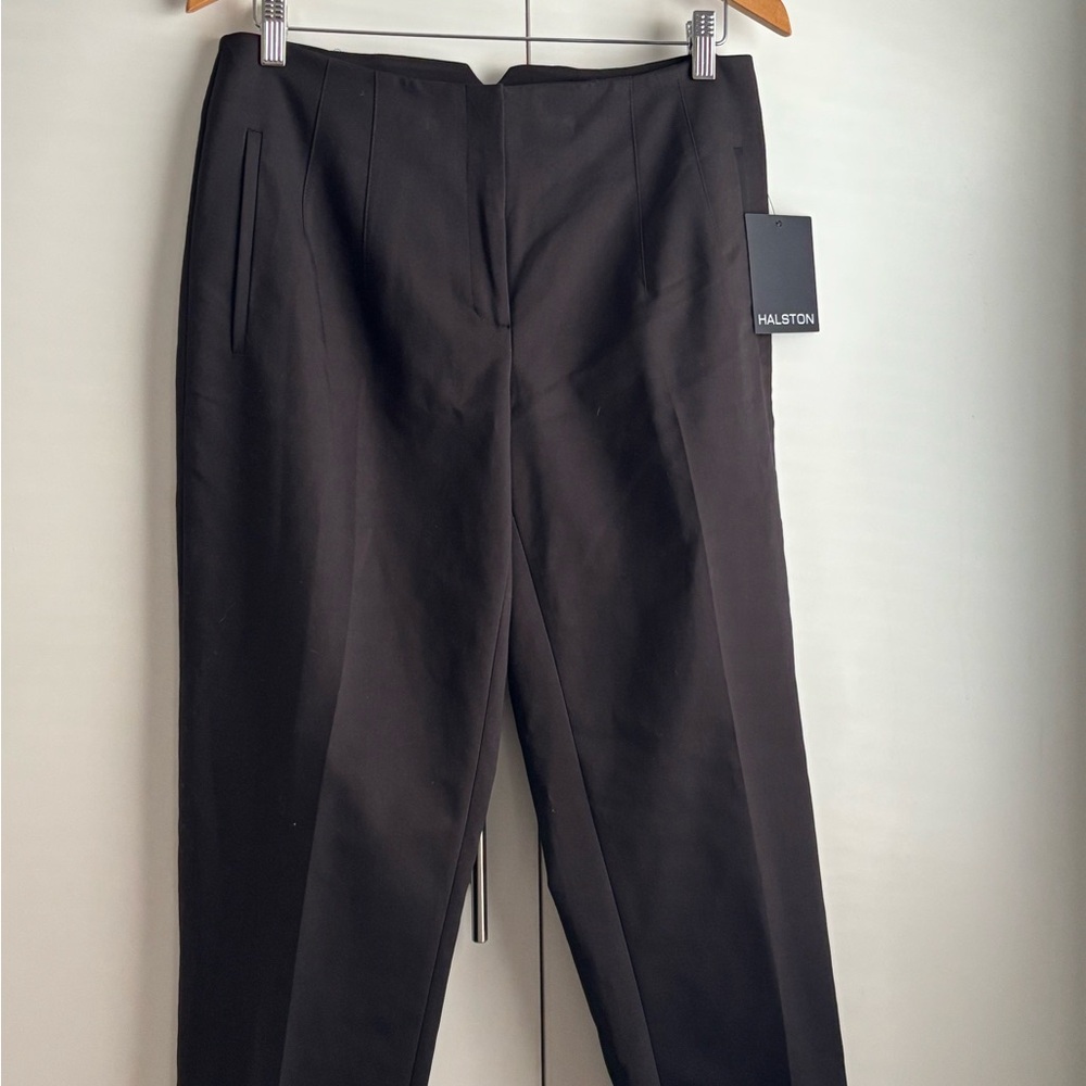 Halston Heritage Black Tailored Pants with Front Welt Pocket